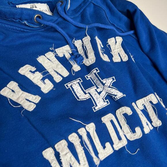 J America Kentucky Wildcats Hoodie XL Blue Pullover Vintage Distressed Logo - Picture 6 of 7